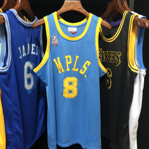 密绣版 湖人队mpls 8号科比球衣01-02年复古蓝色刺绣篮球服背心潮