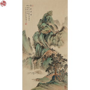 中美协刘善传《春和景明》手绘原创真迹国画工笔山水玄关挂画7147