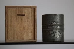 「林克瑞」 | 四君子本锡茶入。日本回流古美术锡罐。
