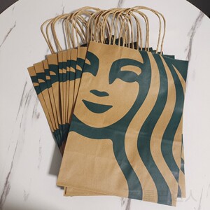 星巴克手提袋单杯咖啡纸袋小手抽
