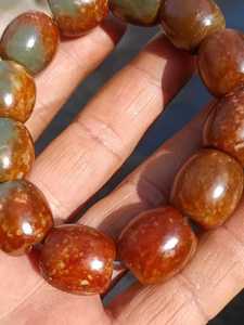 河磨玉火燎皮枣红皮精品桶珠手串,越盘越红,越盘越润,非常老