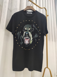 givenchy纪梵希黑色t恤 真实狗头带钻短袖t恤 xs码