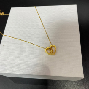 周大福 简约心形 足金黄金项链/吊坠 40cm 5.92g