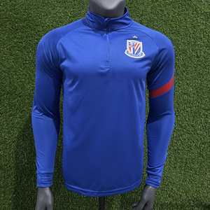 21款上海申花中超长袖半拉链足球训练服球衣