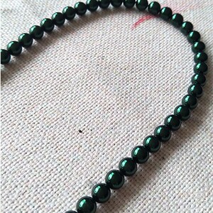 慈华臻品艾灸石量子能量无绳项链 墨绿色磁能能量珠7mm无绳能