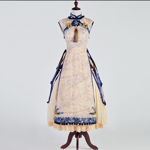 lolita佛系出租 古典玩偶 暗香s码黄绀色jsk77边夹f