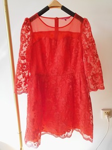 La go go/拉古古洋红色欧根纱连衣裙40码，8分袖，结