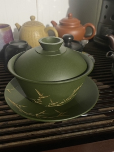 天福茗茶 台湾名家 杨金本 绿泥盖碗,原装盒子证书齐全 疫情