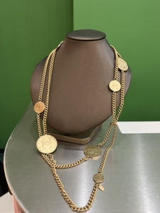 香奈儿极品中古 chanel 双c 金币钱币太阳项链 腰链