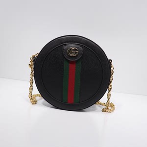 便宜转让家里闲置包包gucci古驰黑色圆形女款链条单肩包,之