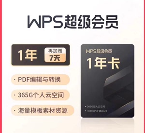 WPS超级会员年卡限时加赠三个月共15个月【人工代充】