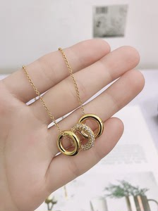 209【正品级别】施华洛世奇新款金色三环转运珠项链
