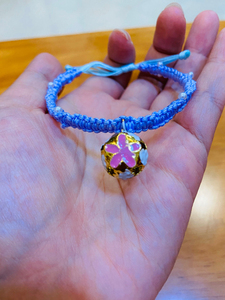 粉色樱花铃铛手链 淡紫色纯手工编织 25元一条包邮,手工不易