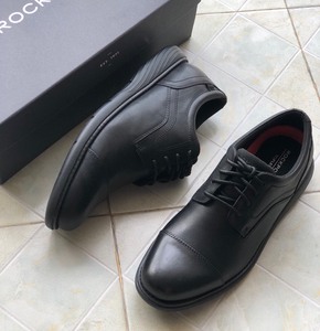 乐步 rockport白宫鞋商务休闲皮鞋拼接系带面皮黑色男鞋