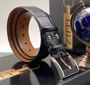 zilli鳄鱼皮男士百搭修身英伦时尚风腰带皮带鳄鱼皮皮带