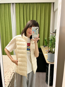 优衣库正品女装轻型轻薄羽绒服马甲背心立领内胆修身短款白鸭绒外