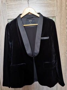 全新havva velvet密织丝绒青果领单粒扣立裁西装外套