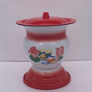 痰盂坐便器女高脚尿桶尿盆带盖搪瓷防臭家用起夜老人卧室加厚