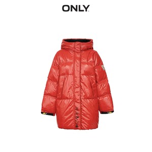 only2020秋季新款休闲红色漆皮亮面中长款羽绒服时尚女