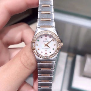 现货:欧米茄星座系列彩虹女神石英女表,尺寸约24mm,间金表