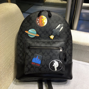 手慢无 全新coach蔻驰男士背包 个性宇宙星球太空人双肩包