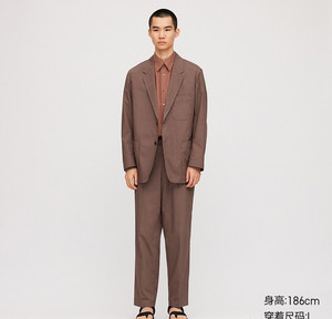 优衣库设计师合作款u系列男装棉麻混纺休闲茄克西装外套4276