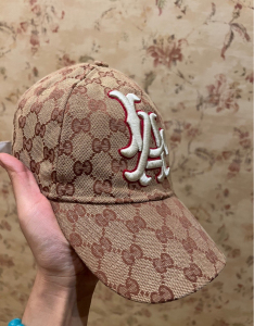 gucci mlb联名满印老花帽子 95新
