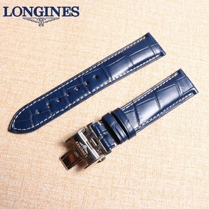 鳄鱼皮捡漏原装款浪琴表带蓝色先行者 名匠月相康卡斯 典藏瑰丽