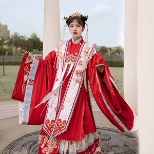 都城南庄汉服凤凰于飞披风马面裙明制婚服汉服