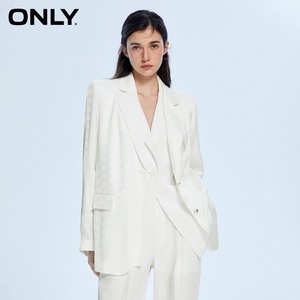 ONLY2024新款短外套西装西服外套春夏白色醋酸面料西装外
