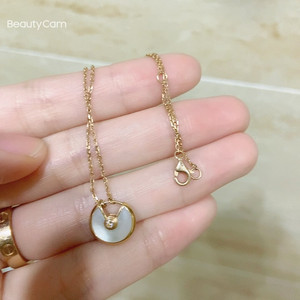 卡地亚项链18k金 天然贝壳母 打造 九成新 喜欢小窗口私