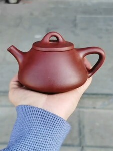 宜兴名家国工卢伟萍猪肝红家藏底槽清子冶石瓢紫砂壶茶壶茶具