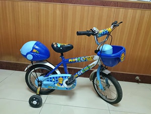 14寸强孩纳品牌儿童自行车座椅可调3到7岁适用，带辅助轮小车