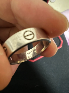 卡地亚白金宽版戒指,有使用过半年,62号男戒