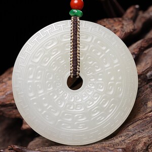 000人付款淘宝天然新疆和田玉羊脂玉回纹平安扣面包圈