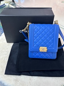Chanel香奈儿 蓝色竖款链条包 闲置新全套 包包膜在