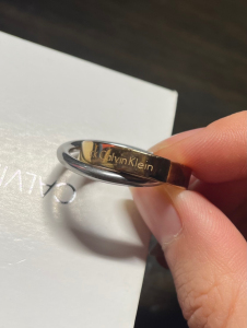 ck双环戒指男女情侣款双色对戒个性时尚指环情人节礼物