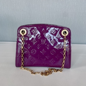 [95新]路易威登lv女包紫色漆皮链条包