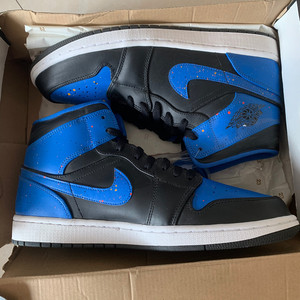 air jordan mid aj1皇家蓝泼墨 货号5547