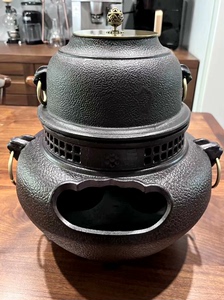 现货全新未用闲置日式鬼面风炉手工铁壶铁炉一套全新的一套有黑色