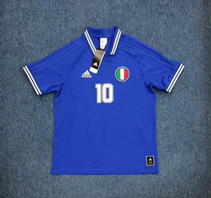 复古款意大利队10号城市纪念球衣之罗马城主场蓝植绒字 全新连