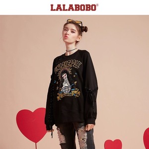 【年货价】LALABOBO针织卫衣女2019冬新款绑带宽松套