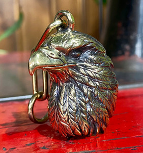 哈雷印第安美式机车挂件纯黄铜鹰头驱魔铃铛/纯黄铜铸造驱魔铃铛