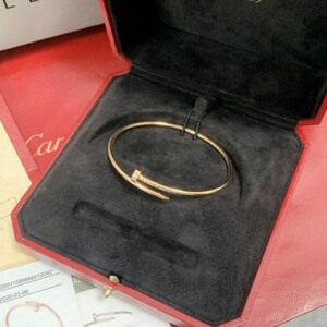 cartier卡地亚玫瑰金细版钉子无钻手镯17号 专柜售价2