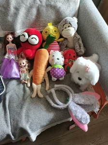 毛绒小玩具 芭比娃娃 兔耳朵头饰×2   赠娃娃床