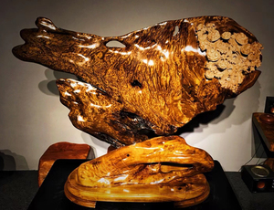 千年乌木阴沉木古金丝楠木自然摆件,如意灵芝,金丝楠阴沉木全满