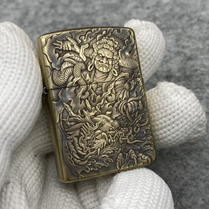 正品zippo盔甲机diy浮雕雕刻加工鬼王不动明王大黑天火机