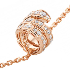 9新]宝格丽新款玫瑰金满钻三圈蛇骨项链女士锁骨链