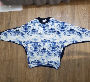 中国李宁专柜正品2020巴黎时装周青花瓷水墨画男套头卫衣.吊