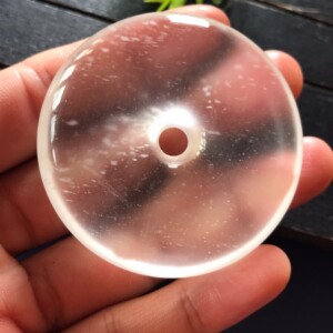 缅甸纯天然水沫玉精品雪花棉水沫子高冰玻璃种平安扣挂件吊坠项链